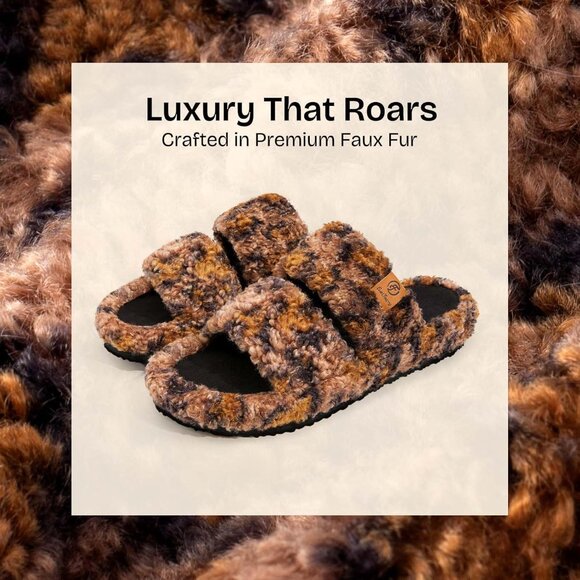 ⚡Women's Diva Spots Fuzzy Open Toe Slippers Soft Comfy Memory Foam House Shoes - Picture 3 of 8